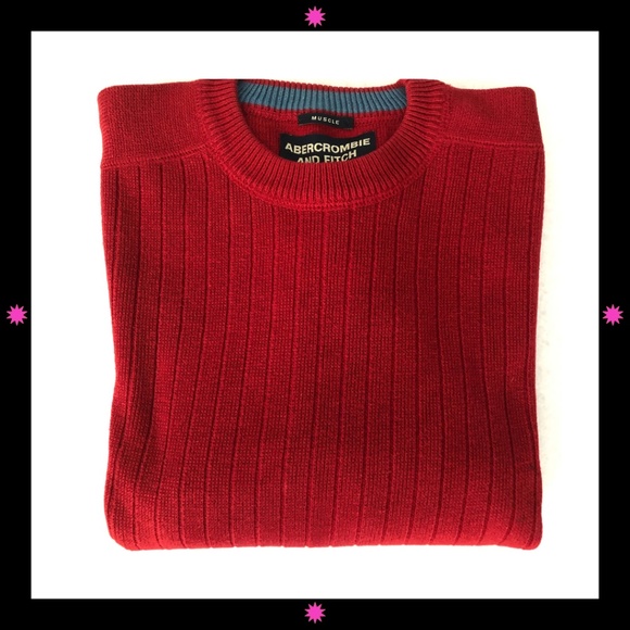 MEN'S RED SWEATER BY ABERCROMBIE & FITCH LARGE - Picture 5 of 9